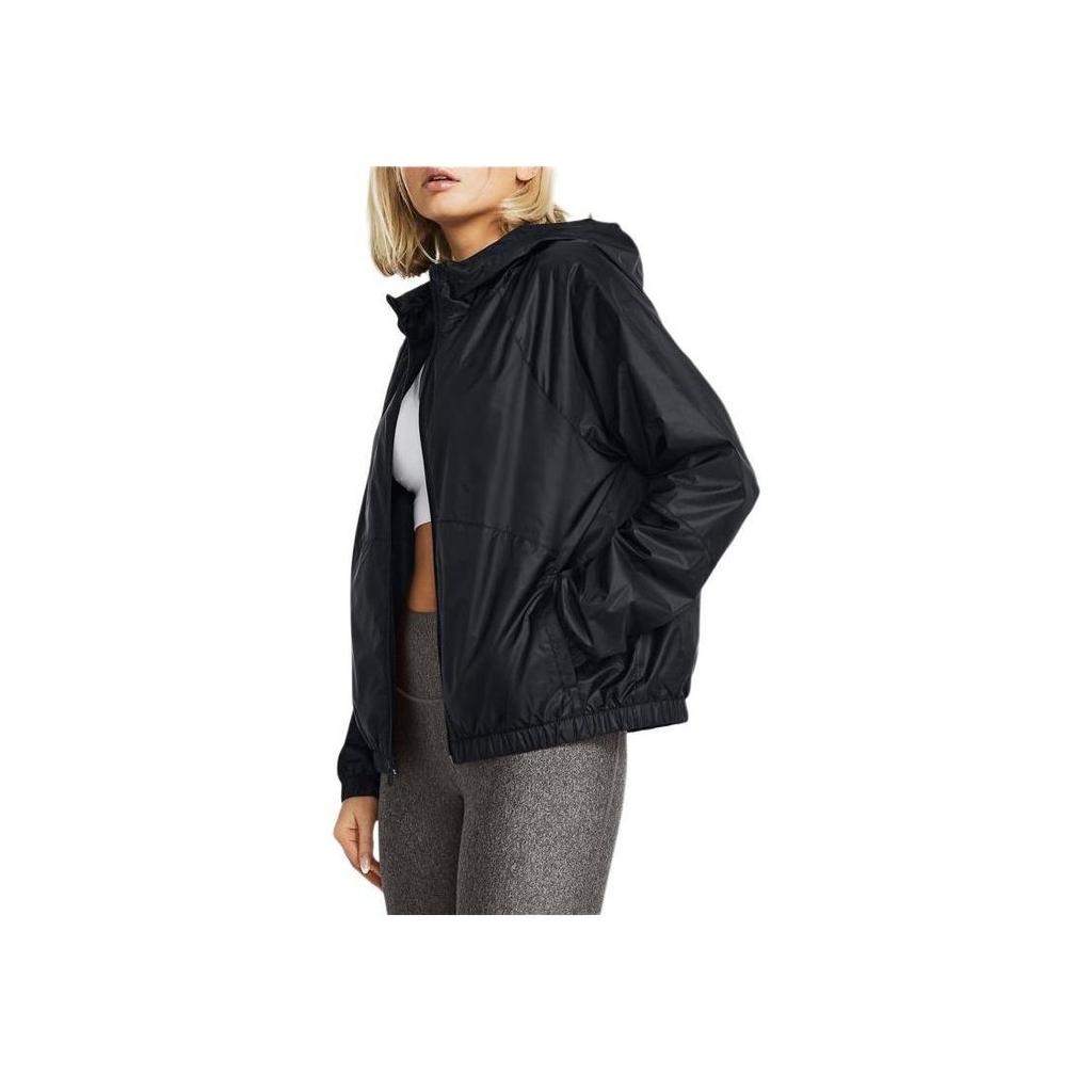 Under Armour Sport Hooded Printed Logo Raglan Long Sleeve Jacket Women Jacket Black 1383998-001