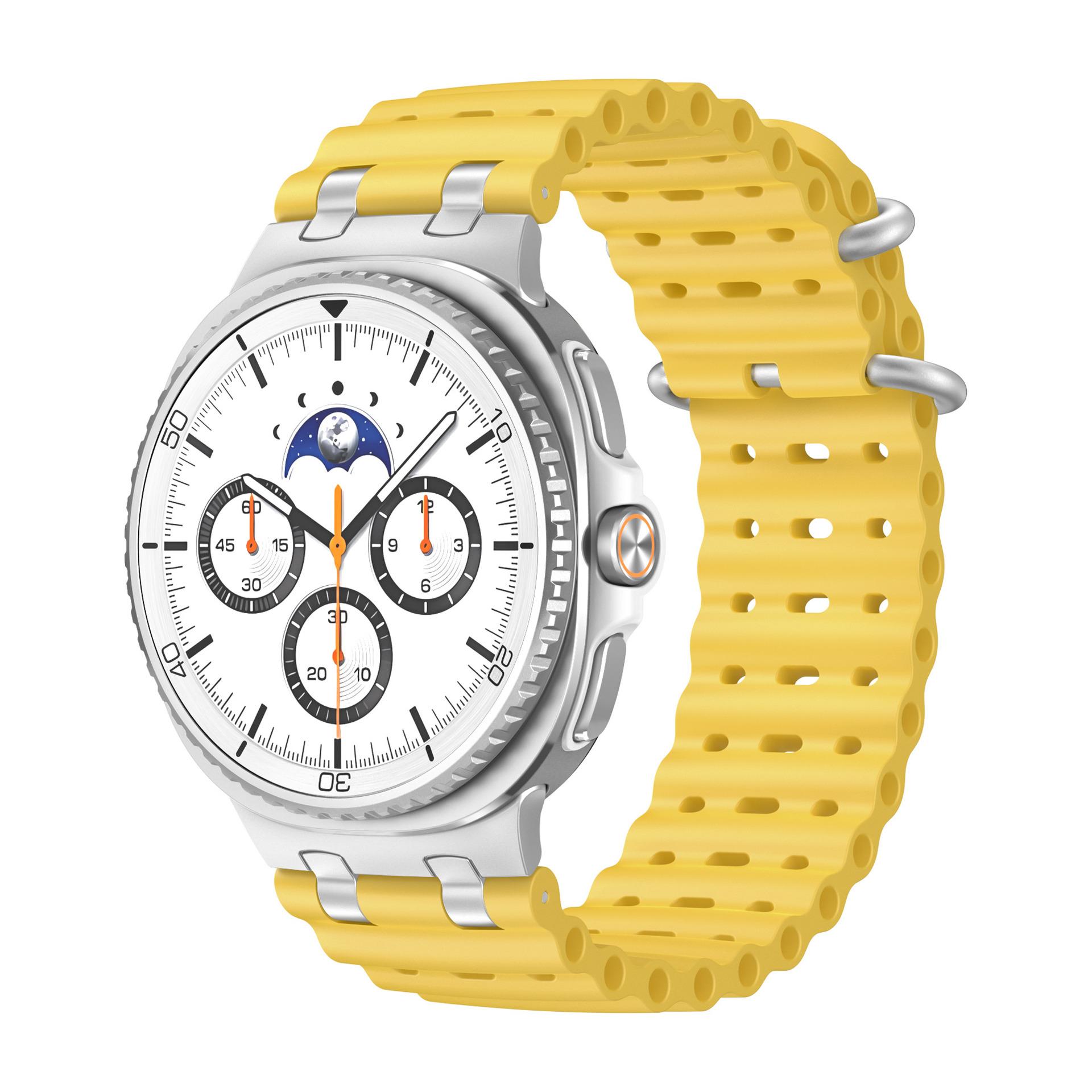 

Ocean Silicone Sports Band for Samsung Galaxy Watch 8 Classic 46mm Strap For GALAXY watch 8 40mm 44mm Unisex Watchband Correa Bracelet linker-Silver жёлтый