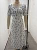 2026 Women's Summer Floral Print Puff Sleeve Square Neck Dress - French Style Holiday Tea Party Skirt