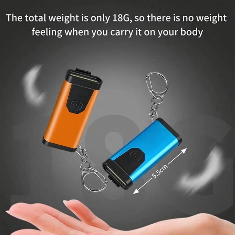 Rechargeable Keychain Flashlight Waterproof LED Light With USB Charging Port For Travel Camping Hiking Outdoor