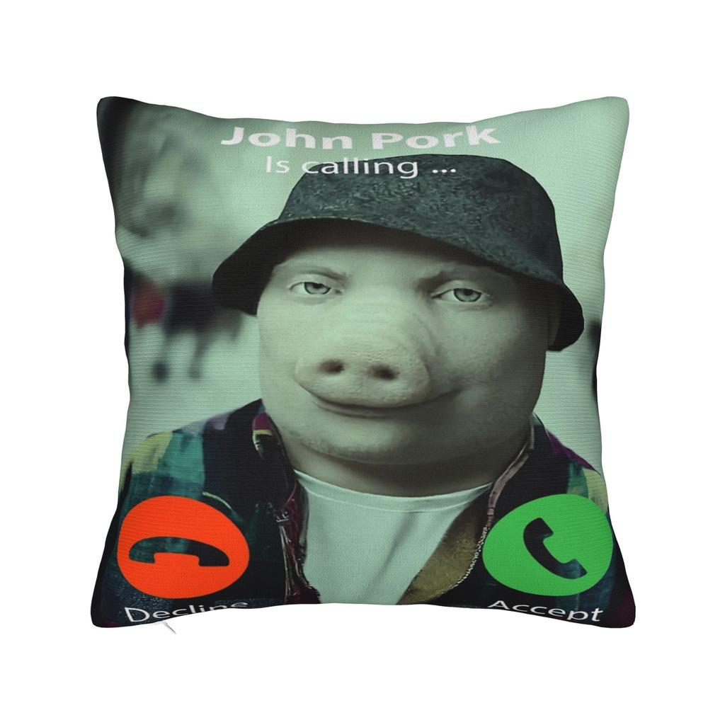 John Pork Dzwoni Śmieszny Meme Nadrukowana Poszewka na Poduszkę Poszewka na Poduszkę Dekoracja Samochodowa Y2K Kwadratowa Wiele Rozmiarów