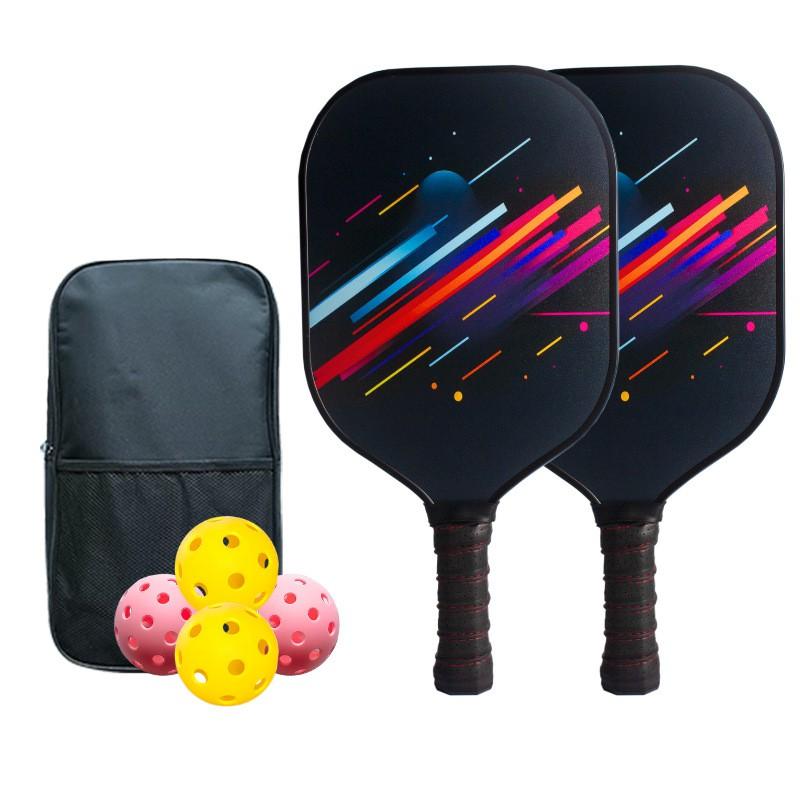 Carbon Fiber Pickleball Paddle T700 Meteor Set With 2 Rackets 4 Balls Carry Bag Outdoor Sport
