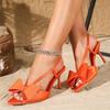 Fashion Butterfly-knot Decoration High Heeled Sandals Women Summer Sexy Open Toe Back Strap Slide Sandals Elegant Wedding Bridal Shoes