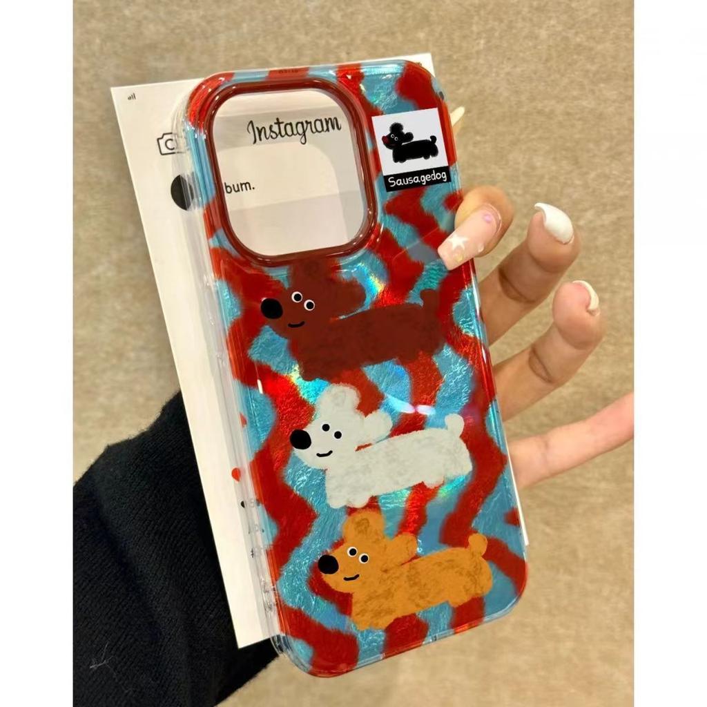 Striped Dachshund Dog Case for iPhone 16 Pro Max, Compatible with iPhone 11, Apple 14, Anime iPhone XR/X