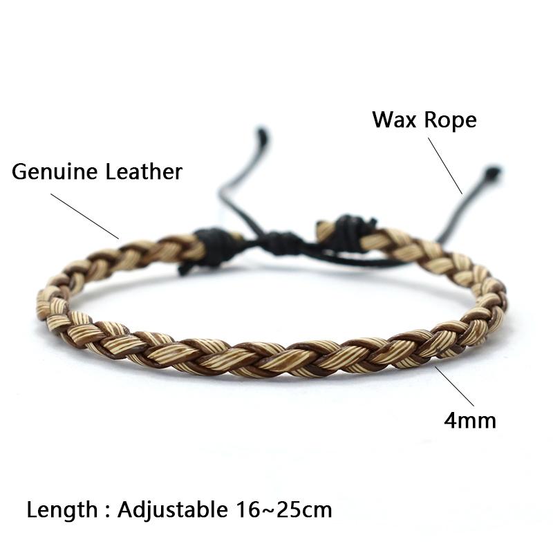 Simple Style Handmade Genuine Leather Bracelet Men Adjustable Wax Rope Leisure Accessories Gift For Him Pulseiras Masculina