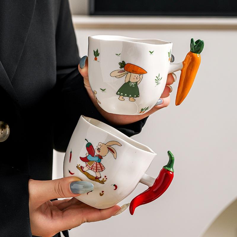 Gemüseserie Henkeltasse Keramiktasse Hochwertige Kaffeetasse Cartoon-Becher Schöne Tasse Süße Wassertasse