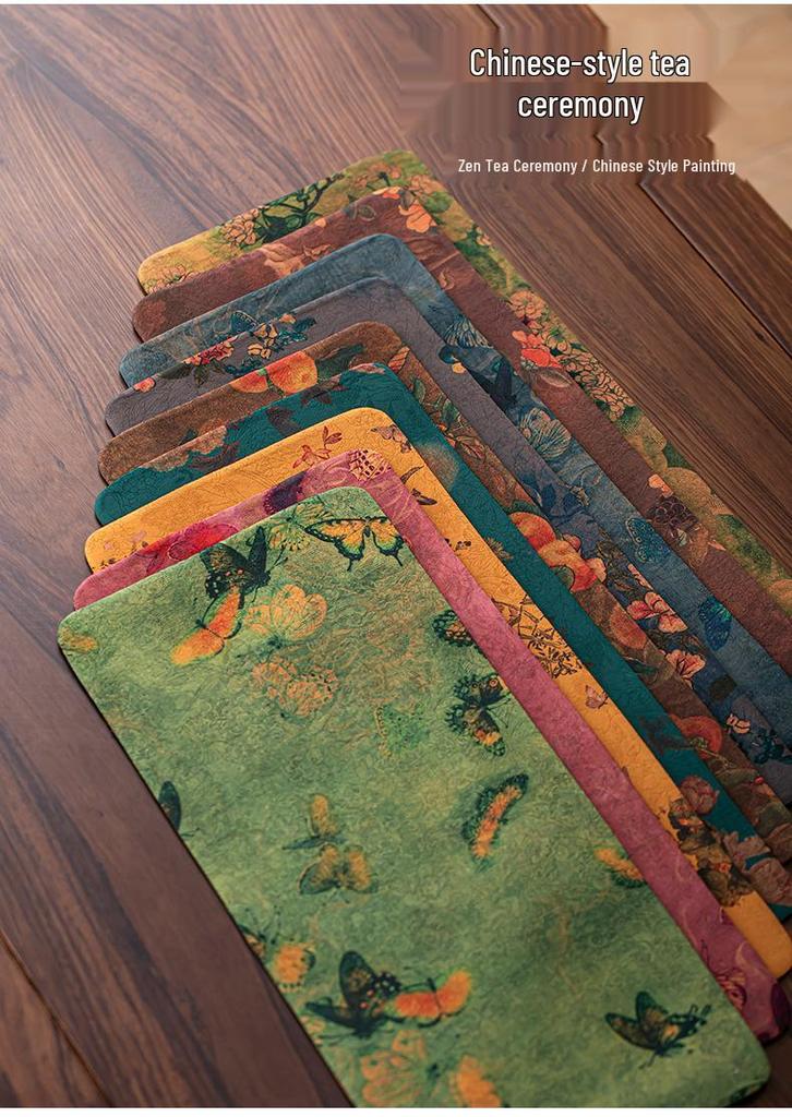 Xiangyunsha Double-Sided Waterproof Zen Tea Mat - High-End Chinese Style Dry Brew Tray Cloth