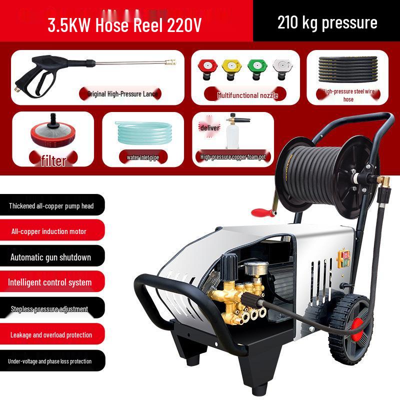 High-Power 220V/380V Commercial Car Wash Machine with Hose Reel for Shop or Farm
