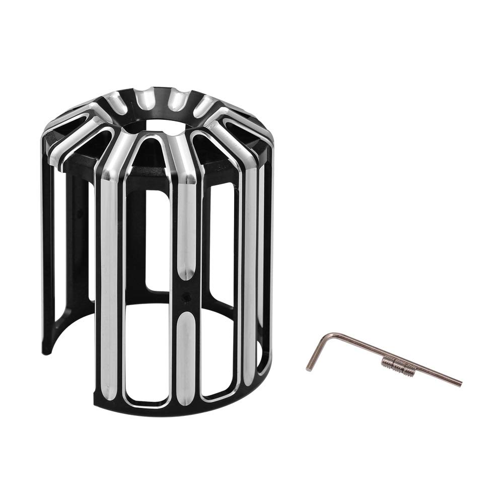 AQIMY Motorrad Filterabdeckung Aluminium für Harley Sportster 883 1200 XL Touring Softail Ziergitter-Stil Schwarz+Verchromt