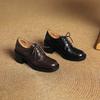 Krazing Pot Sheepskin Autumn Winter Shoes Lace Up Chunky Heels Oxford Shoes Size 43 Round Toe Deep Mouth Pumps