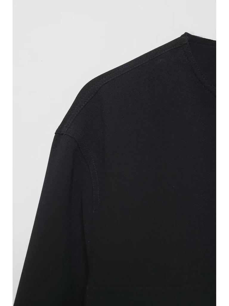 2024 Autumn Black Women's Casual Jacket with Pockets - European & American Style