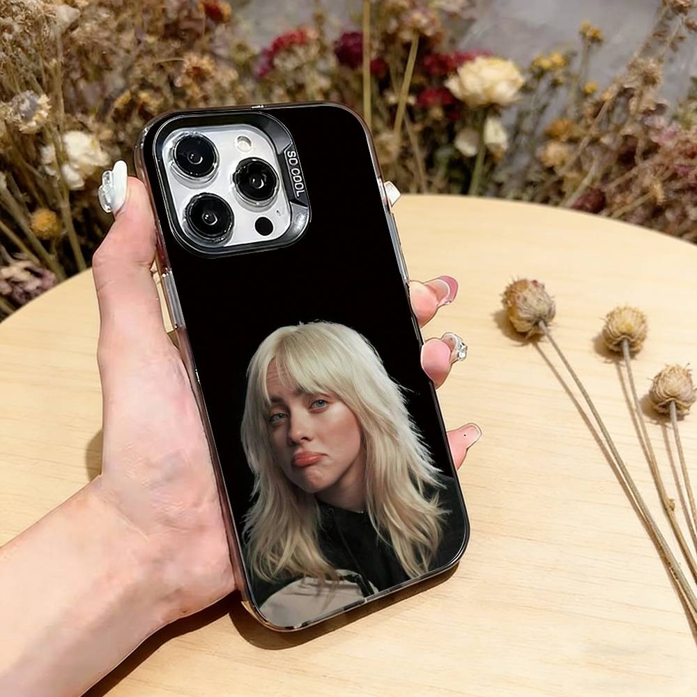 

B-Billie Eilish Singer Phone Case For iPhone 17,16,15,14,13,12,11 Plus,Pro Max,XS,Colorful Silver Phone case Funda Cover iPhone14Plus