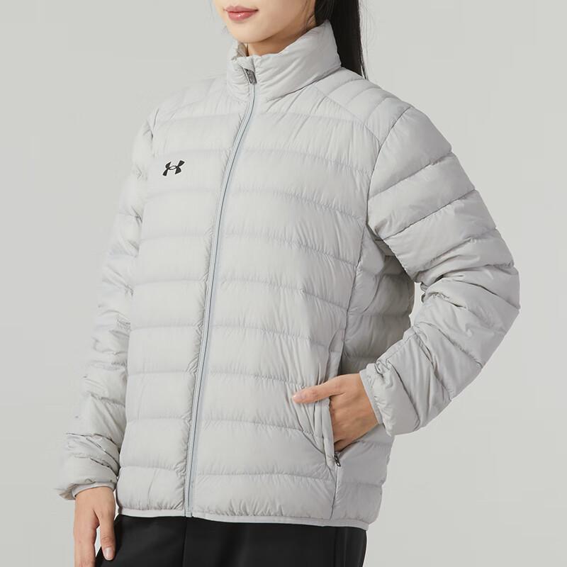 Under Armour Solid Color Casual Stand Collar Quilted Down Jacket Unisex Outerwear Light-Gray 23600804-009