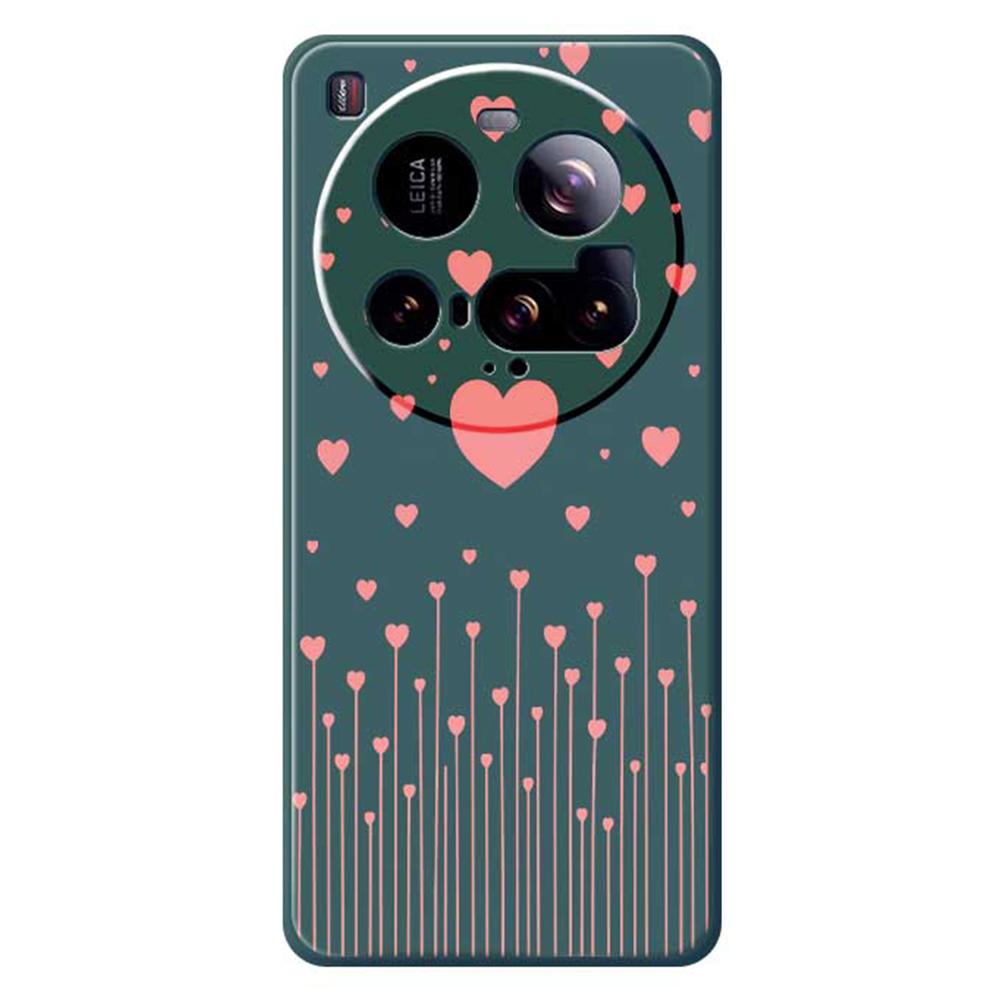 For Xiaomi 15 Ultra Case Pink Love Pattern Printing Straight Edge TPU Phone Back Cover