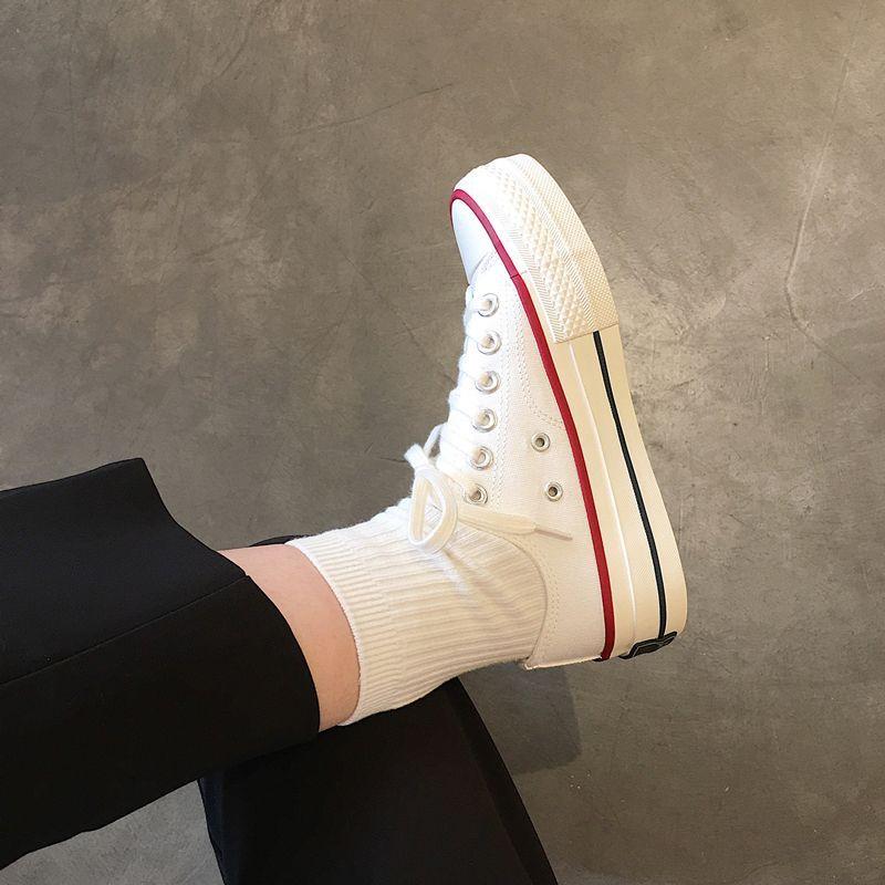 Thick-soled 1970 high-top canvas shoes women's versatile student cloth shoes 2025 new retro Harajuku board shoes white shoes