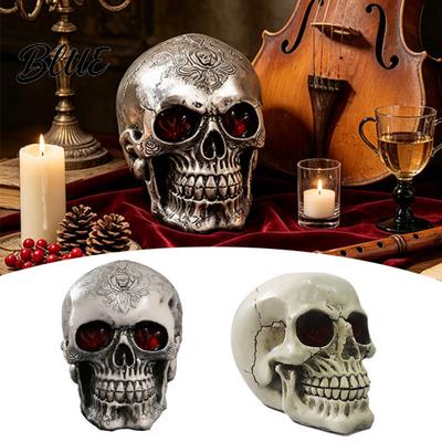 Teschio Umano Realistico Replica Statuetta in Resina Modello Testa Spettrale Halloween Gotico Decorazione per la Casa Statua per Interni Camino Cucina Stanza Segreta