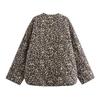 Giacca trapuntata con stampa leopardata da donna, imbottita, mezza stagione, per donna, a maniche lunghe, da donna, calda, invernale, da donna