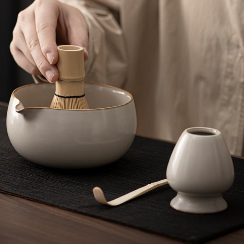 Matcha Whisk Holder 4 Piece Japanese Matcha Powder Kit Matcha Bowl Set Matcha Accessories For Beginners Home Enjoy Alone Or