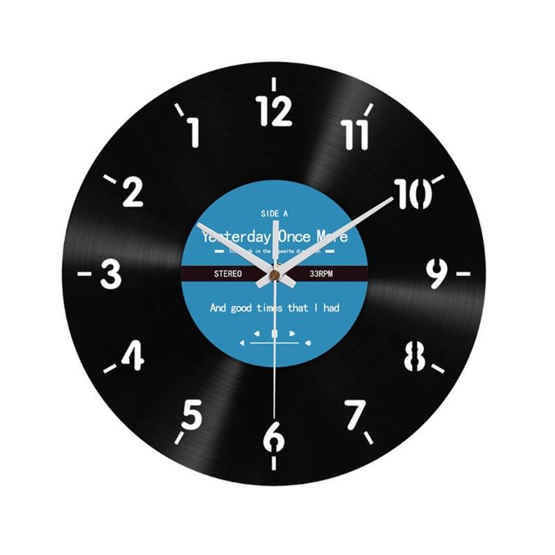

Creative Backwards Running Time Wall Clock 12Inch Vintage Artistic Vinyls Record Designs Wall Clock for Home Decors