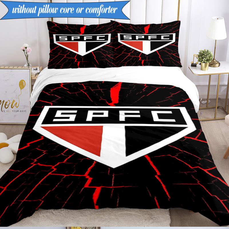 3PCS Paulo Fc Emblem Printed Soft Bedding Set,Including 1pc Duvet Cover And 2pcs Pillowcases Perfect for Bedroom, Dormitory, Fan Gift