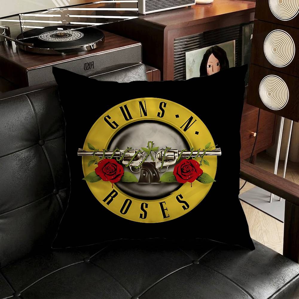Band GGuns N Roses Pillow Case Antidustmite Pillowcase Invisible zipper silky short plush Sofa cushion cover