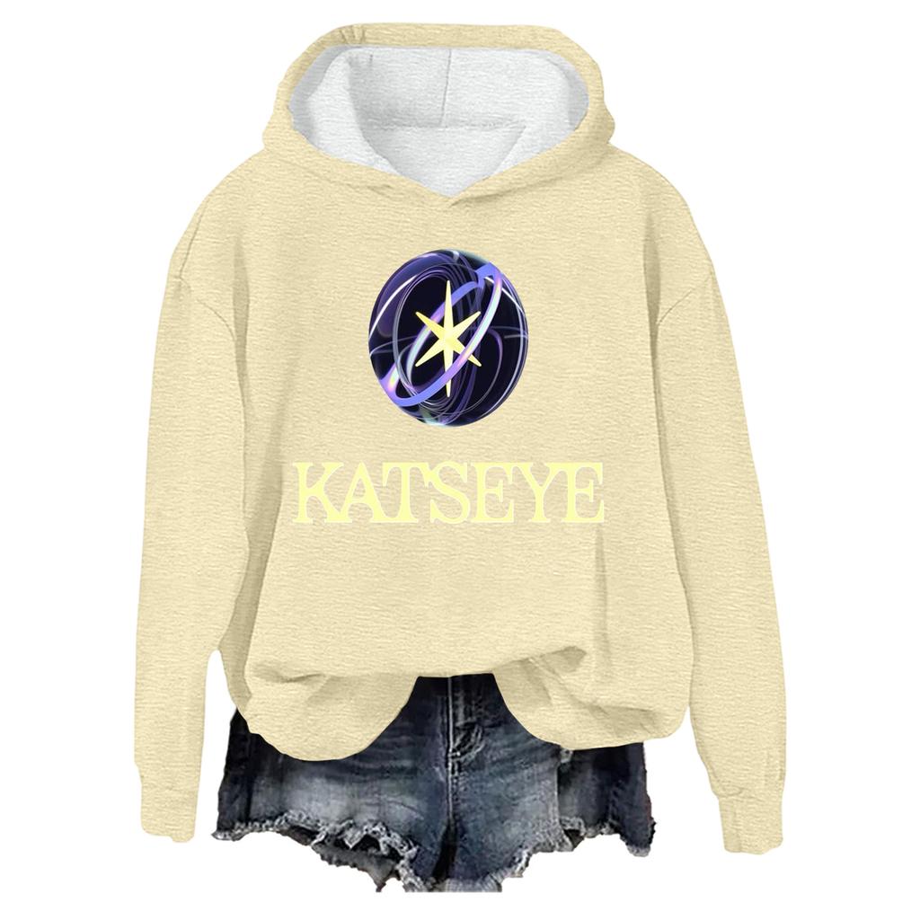 Women's Fashion Casual Long Sleeve Loose Printed Pullover Sports Long Sleeve Hooded Sweatshirt