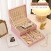 Girls' Hair Accessory Organizer: Large Leather Box with Drawer for Clips & Bands