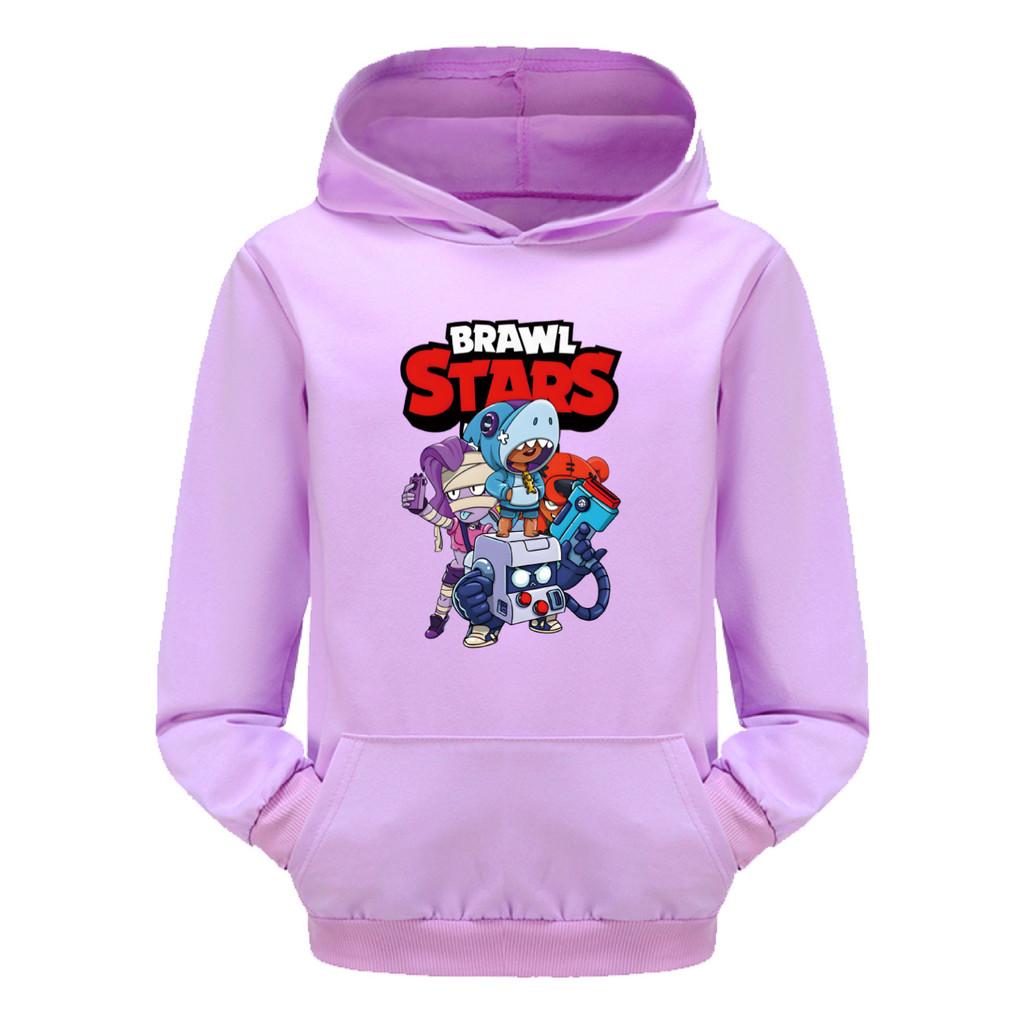 4093 Felpe con Cappuccio e Tasca Stampate Brawl Stars per Bambini e Bambine