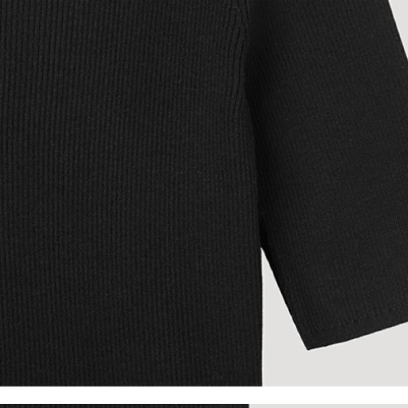 SHESMISS Rib Mockneck Half Knit Sskpop12060 Bk