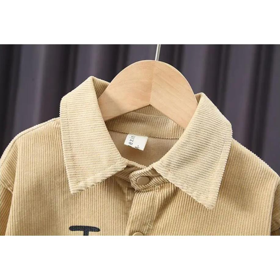 Boys Casual Spring Autumn Set Letter Printing Handsome Baby Loose Thin Corduroy Long Sleeve 2pcs Set Outfits