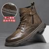 2024 New Men's Genuine Leather Boots High-top Mens Work Shoes Plus Velvet Warm Non-slip Fashion Trend Motorcycle Boots for Men