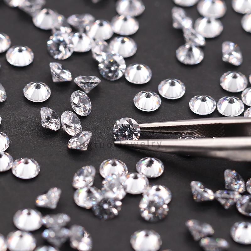 Wuzhou 1000pcs/pack Cubic Zirconia CZ 1mm- 3mm Round Brilliant Cut White Cubic Zircon Gemstone Melee Sizes