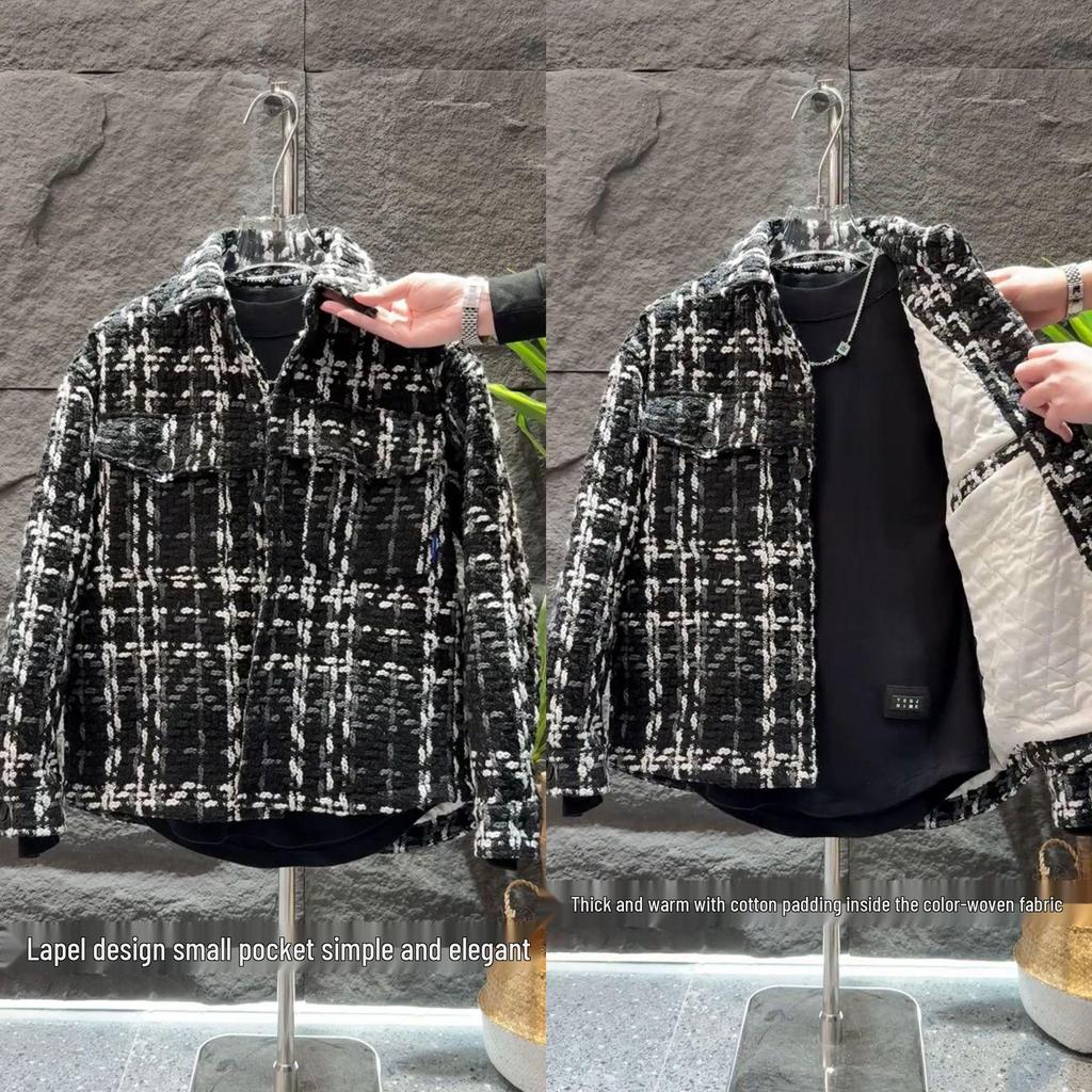 Men's Retro Style Cotton-Padded Jacket - Thick Yarn Weave, Warm & Trendy for Autumn/Winter