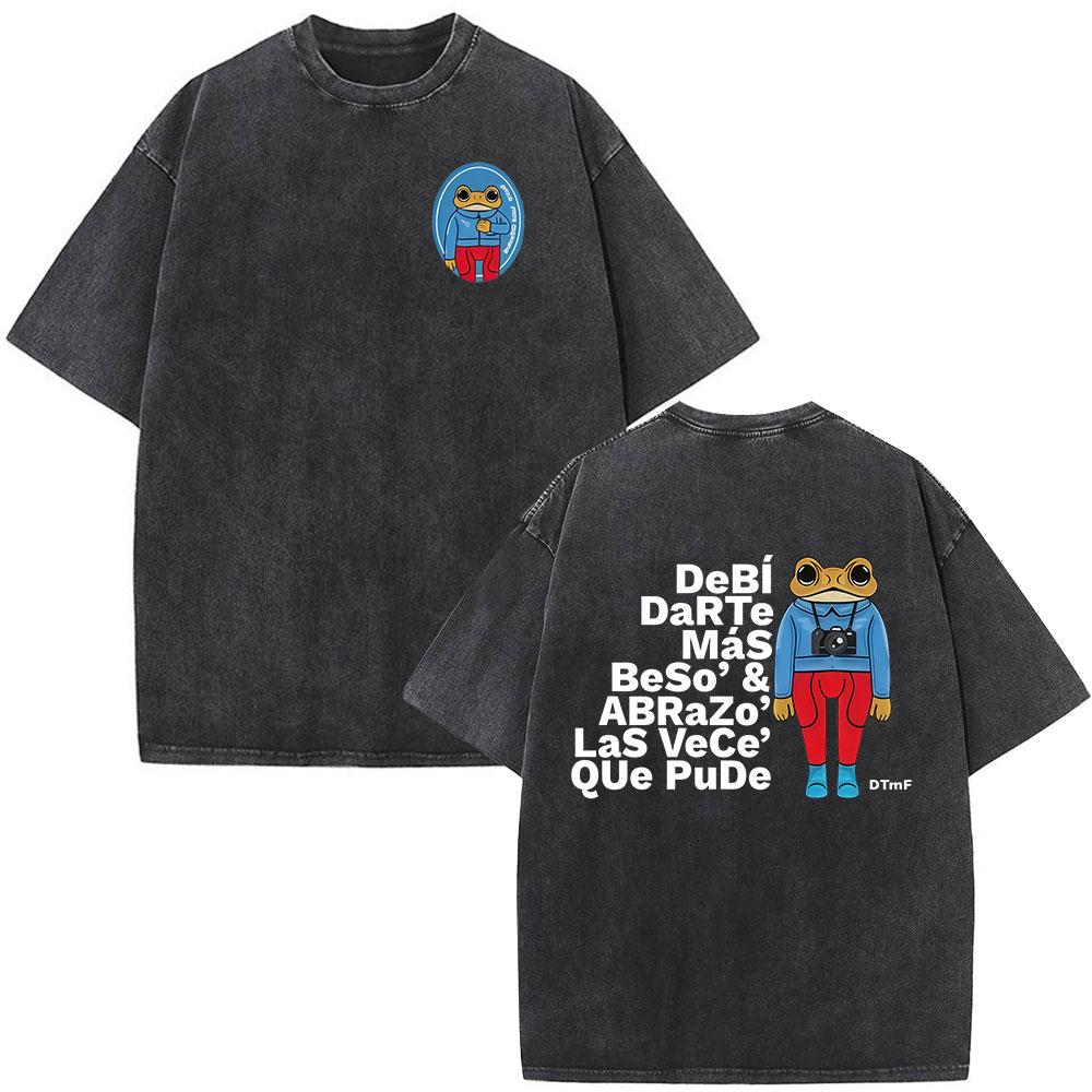 Vintage Washed Rapper Bad Bunny Debi Tirar Mas Fotos DTMF T Shirts Men Women Summer Clothing Fashion Hip Hop Tshirts Streetwear