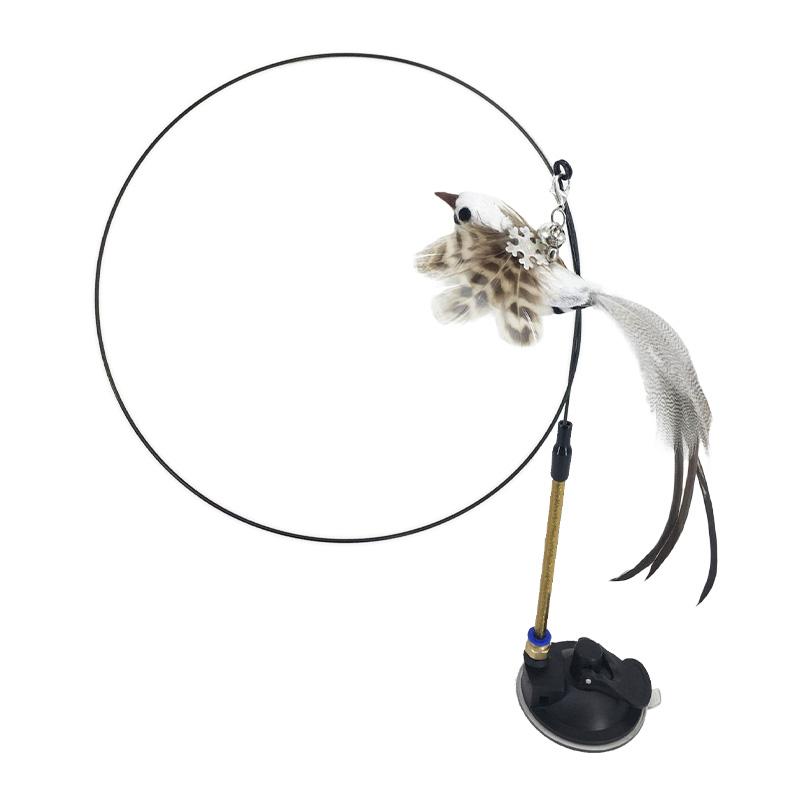 Interactive Cat Toy Handfree Cat Stick Playing Kitten Playing Teaser Wand Toy Suction Cup Bird/Feather Cat Wand Pet Supplies