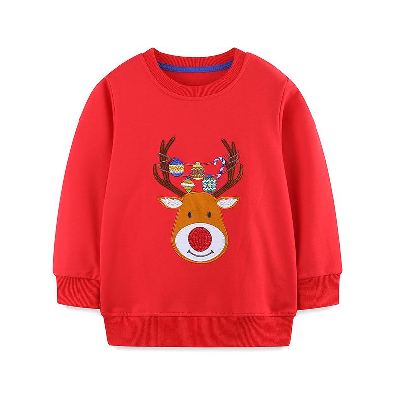 European Style Boys Christmas Sweatshirt - Autumn Long Sleeve Knitted Cotton, Round Neck Children s Sportswear 120cm - 6Y