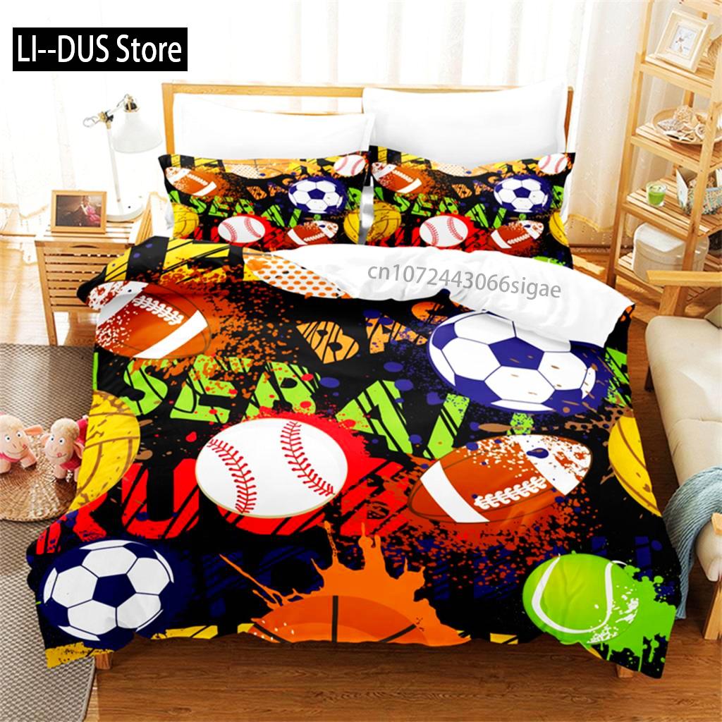 Football Bedding Set Competitive Sports Boy Duvet Cover Set King Quilt Cover Youth Children's Double Duvet Cover Bedding Set
