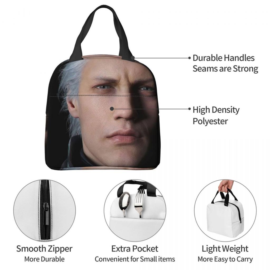 Devil May Cry 5 - Vergil Poster Insulated Lunch Bag for Kids School Cooler Thermal Food Box Tote Portable Lunch Boxes Container