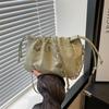 High-End Women's Metallic Bow Bucket Bag - Autumn 2024 Niche Fashion Drawstring Style