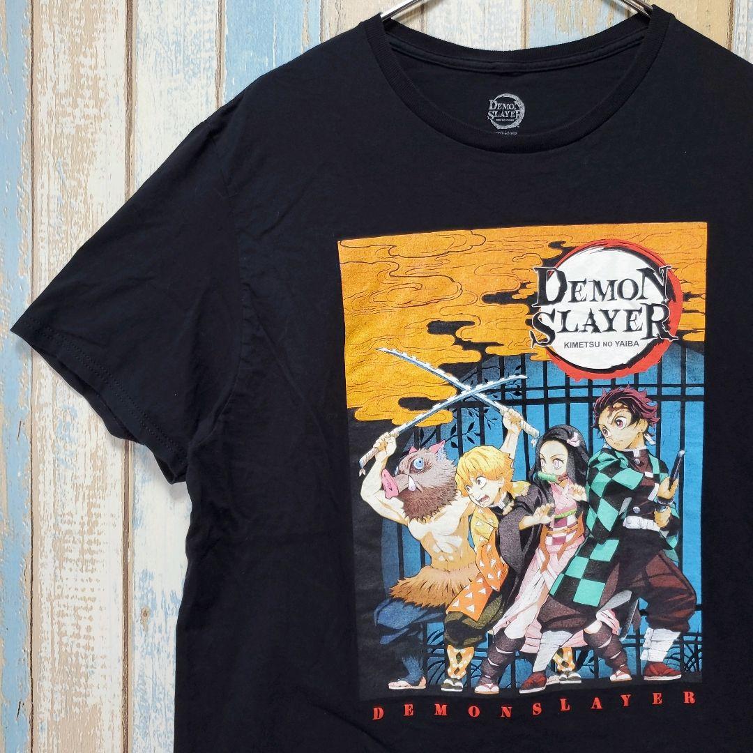

[USED] MT Demon Slayer Character T-shirt Anime Tanjiro Neko Zenichi Inosuke Black TL Size