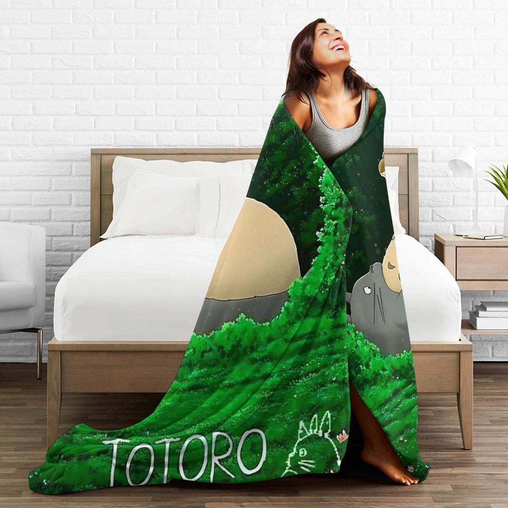 Cute T-Totoros Blanket Warm Cozy Fluffy Throw Blankets for Bed 50x60 Inch Multiple Sizes Bedspread