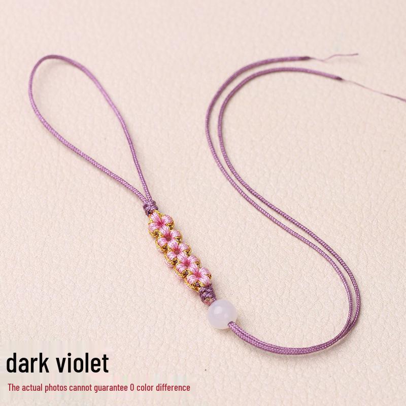 Peach Blossom Knot Phone Chain & Bag Pendant - Handmade Woven Jewelry Lanyard