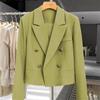 Blazers Cortos Ropa de Mujer Combinación Perfecta Chic Coreano Doble Botonadura Abrigo de Traje Ropa de Oficina para Señoras