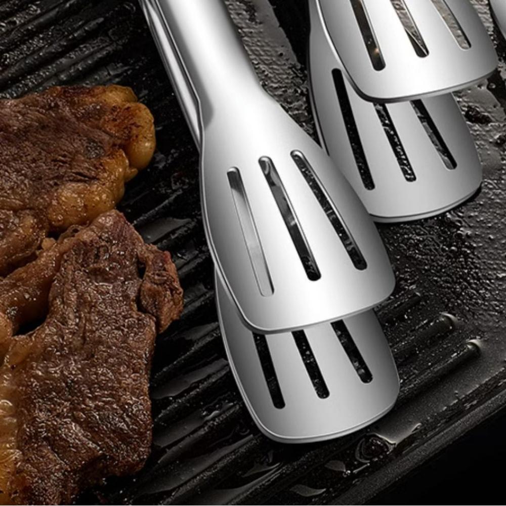 Food Grade Stainless Steel Kitchen Tongs for Cooking,BBQ,Heavy Duty Locking Metal Food Tongs Non-Slip Grip