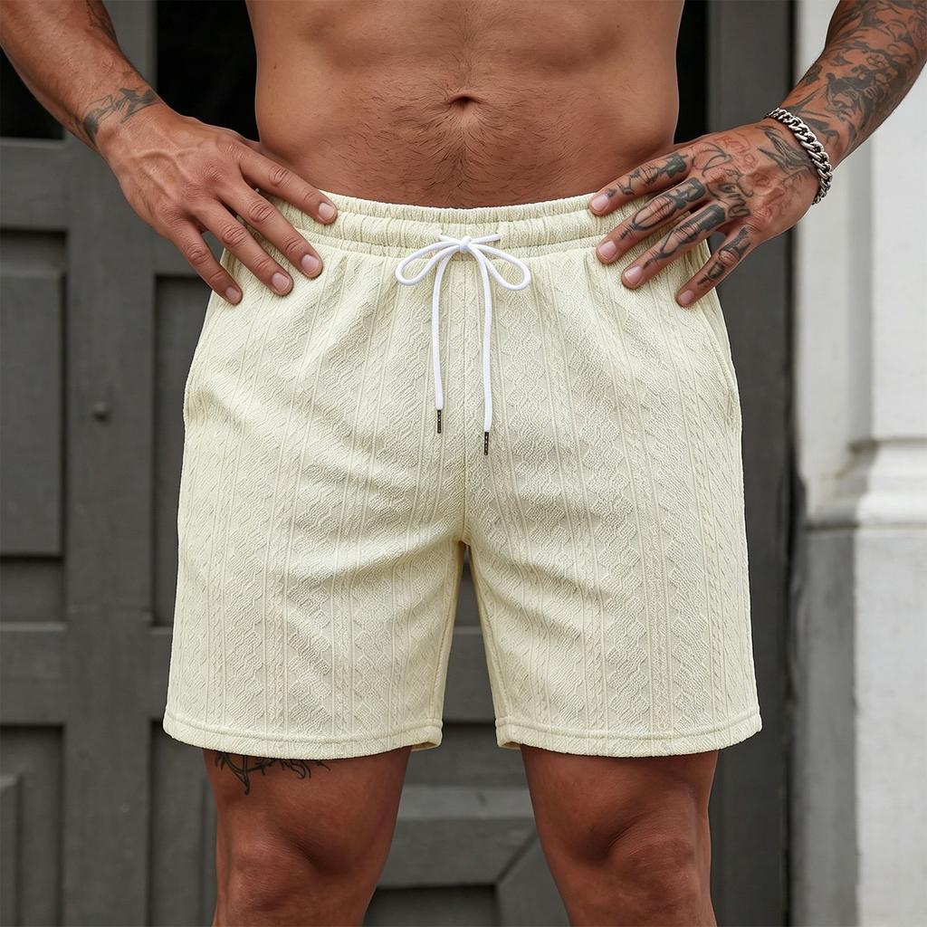 Men’s Knit Shorts Plus Size with Drawstring Waist Relaxed Fit for Beach and Casual Wear Comfortable Design