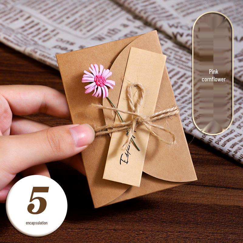 Handcrafted Retro Kraft Dried Flower Greeting Card for Birthdays & Father's Day