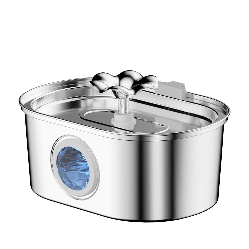 

3.2L Stainless Steel Oval Pet Water Fountain with Dual Outlets and Automatic Filtration USB Only - No Plug
