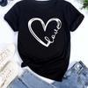 Love Heart Printed Trend Women Fashion Clothing Graphic T-shirts Clothes Print Female Shirt Short Sleeve Lady Casual Tee