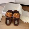 Autumn and winter cute cotton slippers women's home non-slip leopard print Hello Kitty cat fluffy slippers can be worn outside single shoes