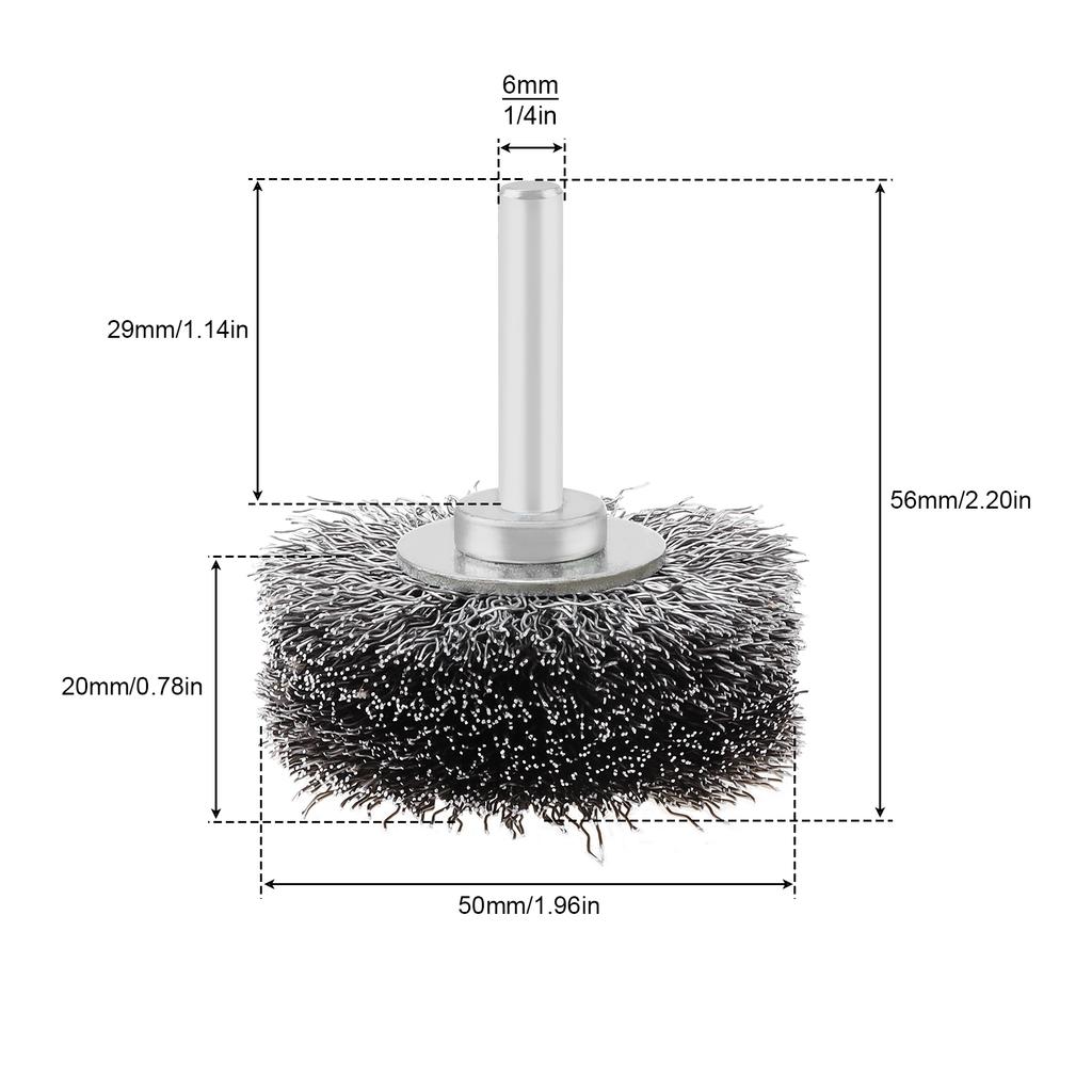 2 Inch Crimped Wire Wheel Brush 1/4 Inch Shank Stainless Steel Polishing Brush Rust Paint Corrosion Removal Drill Power Tool Accessory